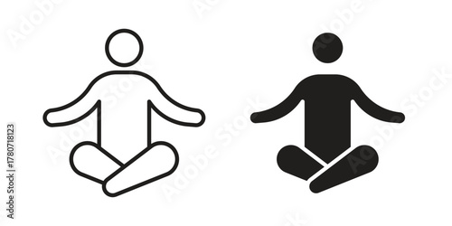 Meditation icon silhouette vector designs. Editable Strokes