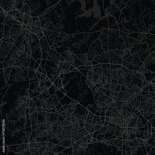 Raleigh and Durham – Research Triangle, North Carolina City Map Elegant Monochrome Wall Decoration featuring sleek Black and Gray Linework of a refined Urban Grid Blueprint.