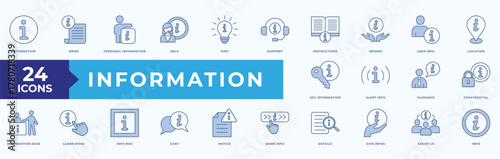 Information Blue style icon pack illustration vector