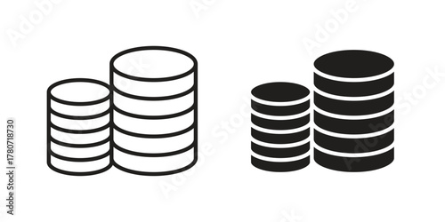 Money coin icon silhouette vector designs. Editable Strokes