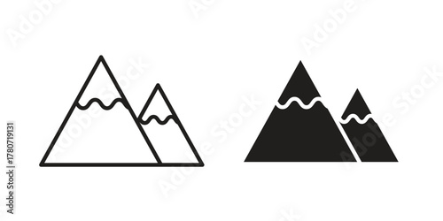Mountain icon silhouette vector designs. Editable Strokes