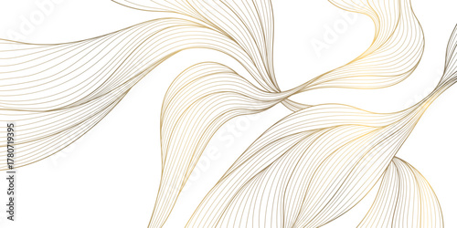 Elegant vector abstract golden wave background, smooth lines and soft gradients, luxurious flowing design. Modern presentations, packaging, banners, premium templates.