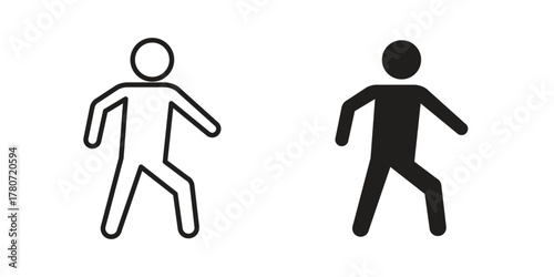 Pedestrian icon silhouette vector designs. Editable Strokes