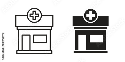 Pharmacy icon silhouette vector designs. Editable Strokes