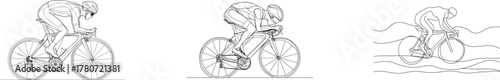 Fotografía incessant one line art of Cycling triathlon, portraying a cyclist or athlete rid