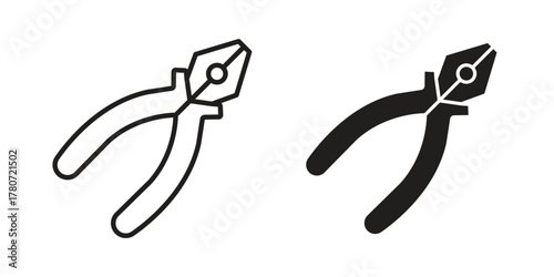 Pliers icon silhouette vector designs. Editable Strokes