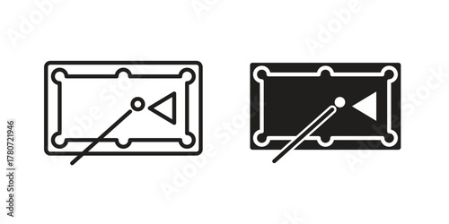 Pool table icon silhouette vector designs. Editable Strokes
