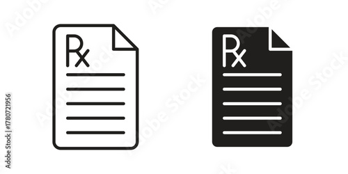 Prescription icon silhouette vector designs. Editable Strokes