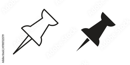 Push pin icon silhouette vector designs. Editable Strokes