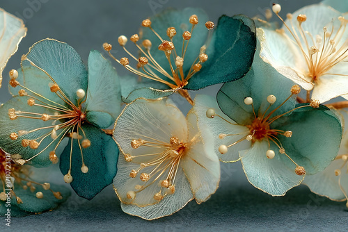 Exquisite Floral Arrangement Featuring Delicate Teal and White Flowers for Artistic Design