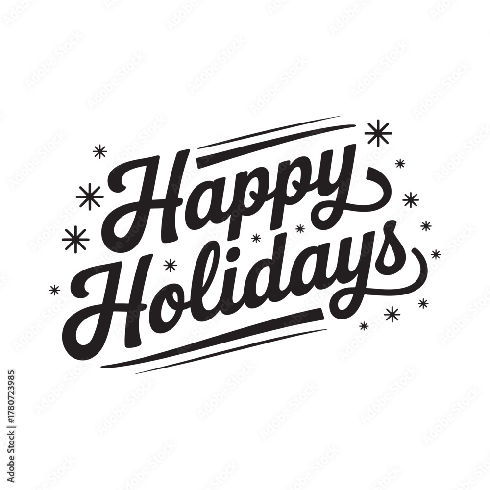 Fototapeta premium Happy holidays hand lettered typography with festive sparkles