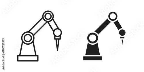 Robot arm icon silhouette vector designs. Editable Strokes