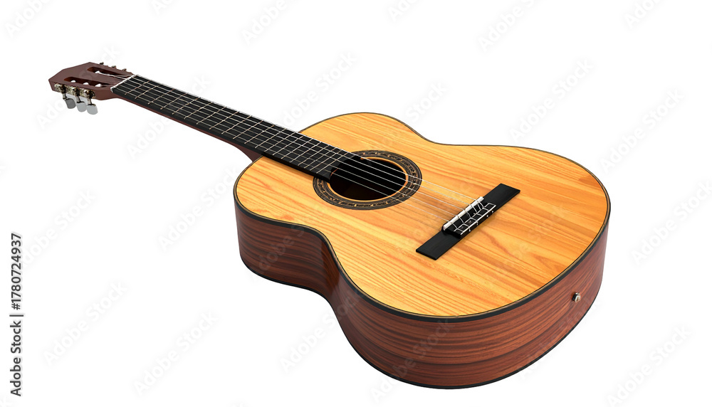 Fototapeta premium Classical wooden stringed instrument shown from an elevated angle against a black background