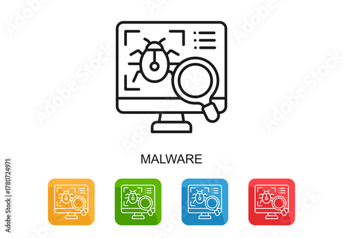 Malware Icon Multi Color Vector Illustration