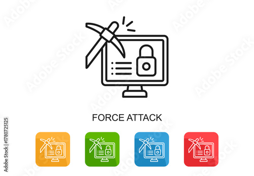 Force Attack Icon Multi Color Vector Illustration