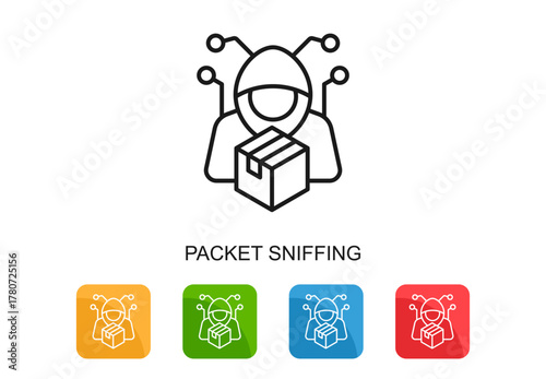 Packet Sniffing Icon Multi Color Vector Illustration