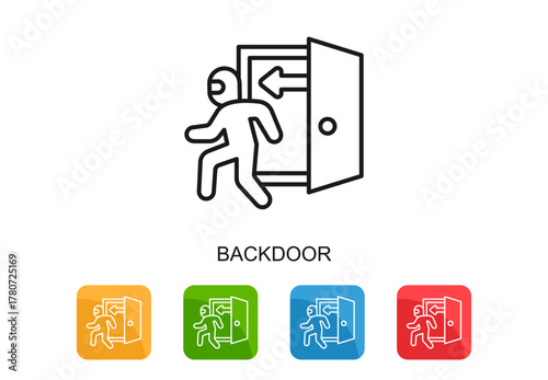 Backdoor Icon Multi Color Vector Illustration