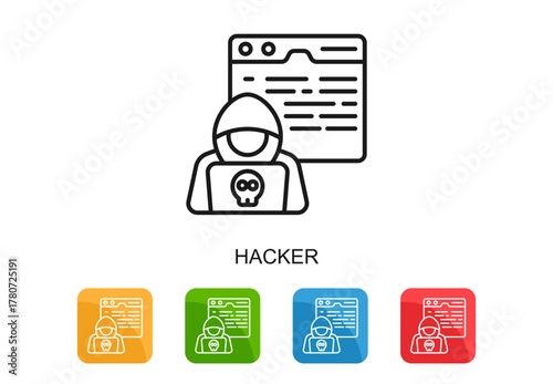 Hacker Icon Multi Color Vector Illustration