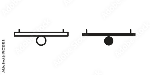 Seesaw icon silhouette vector designs. Editable Strokes