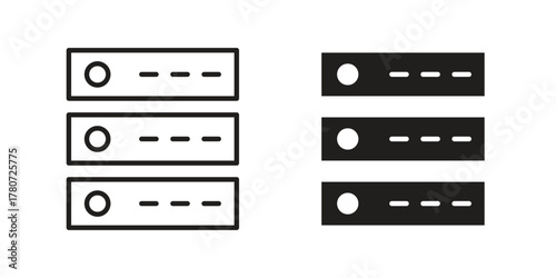 Server rack icon silhouette vector designs. Editable Strokes