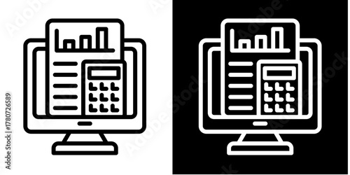 Bookkeeping Icon Set White Style Collection