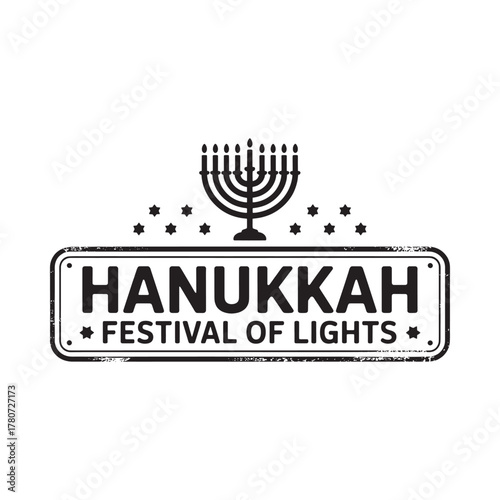 Hanukkah festival of lights menorah stamp design