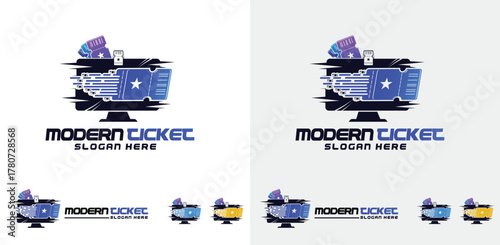 Fotografia Set of modern ticket logo design template vector