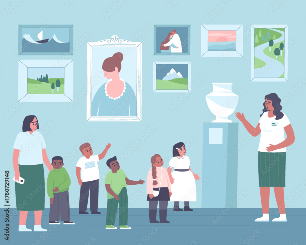 Fototapeta premium A museum excursion for toddlers or elementary school students