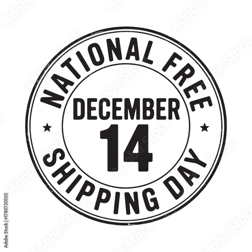 National free shipping day december fourteenth stamp design