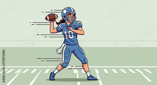 Female Football Player Throwing Ball in Action.