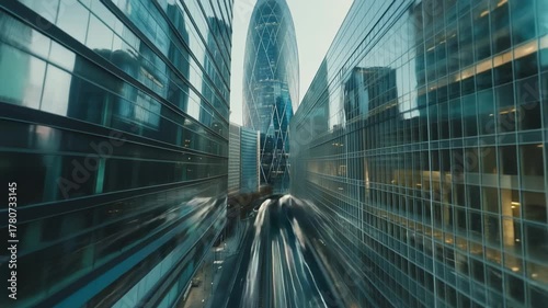 High speed driving through london's financial district