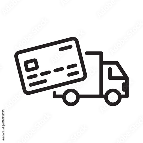 Credit card being delivered by a truck icon