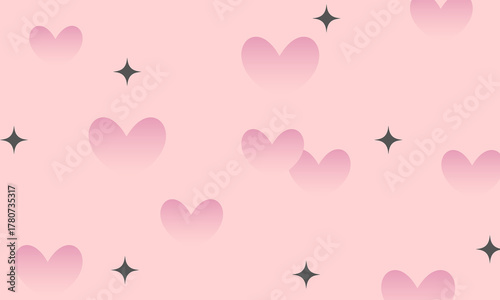 Y2k love background with pink gradient hearts and sparkles stars. Trendy romantic design in 90s style