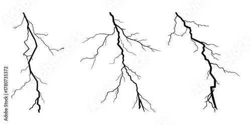 Thunderstorm, Black lightning bolt, vector illustration