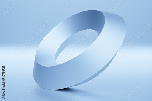 3D illustration of a     glowing, neon  luminous shape on  blue  background