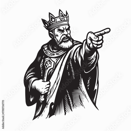 Royal King Pointing Finger Giving Command Vector