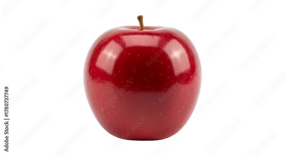 Obraz premium Fresh red apple gleaming with delightful shine, perfect for healthy eating campaigns and vibrant food photography, a symbol of wellness and natural goodness