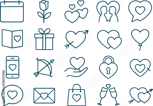 Dia dos namorados icons isolated on white background, depicting love, romance, and relationships for valentines day designs and heartfelt messages