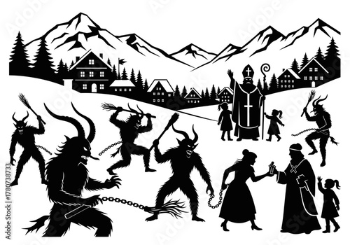 Krampusnacht Scene A Festive Depiction of Good vs