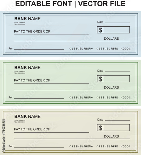 Blank cheque for managing finances, Blank Personal Cheque, Payment by cheque concept.