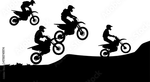 Dirt Bike Wheelie Motion Silhouette