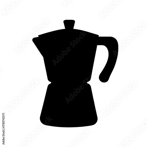 Silhouette of a moka pot, a stovetop coffee maker, isolated on a, representing coffee brewing and morning rituals