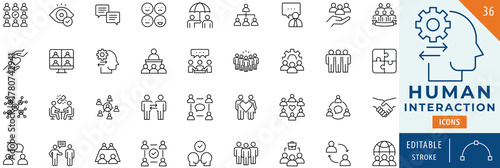 Human Interaction icon collection set. Editable stroke.