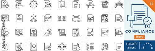 Compliance icon collection set. Editable stroke.