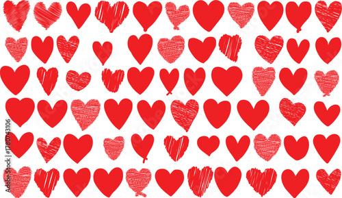 Heart shape in various hand-drawn sketch and solid styles vector design representing love and romance for Valentine's Day