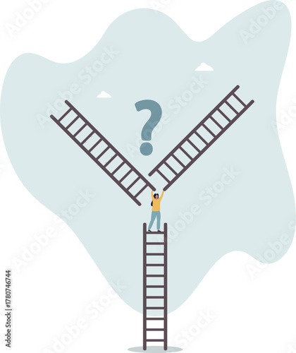 Decision making, choosing choices, options or way, which direction to be success or decide path to achieve target concept.life and employment of people.