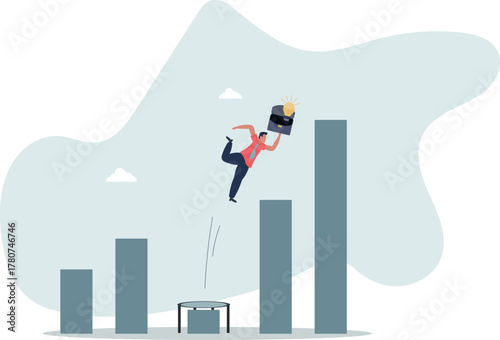 Business challenge, revenue rebound and recover from economic crisis or earning and profit growth jump from bottom concept.life and employment of people.