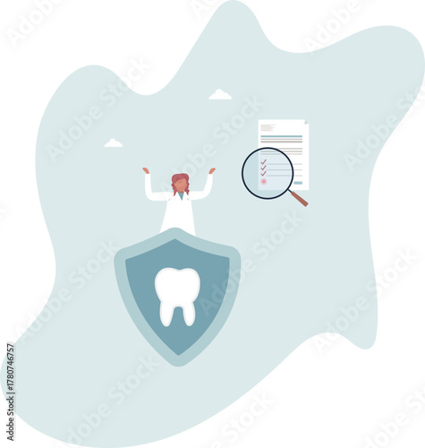 Dental insurance for tooth procedure bill cost coverage.Stomatology hygiene and care document with diagnosis and price form .life and employment of people.
