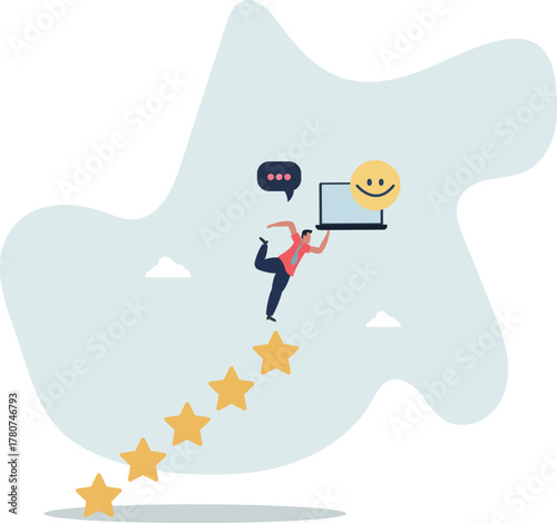 Positive thinking and optimism concept.Employee motivation.women and cheerful emotion in social networks.life and employment of people.