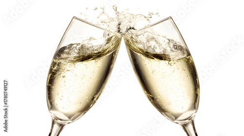 Champagne Glasses Toasting, isolated on transparent background
